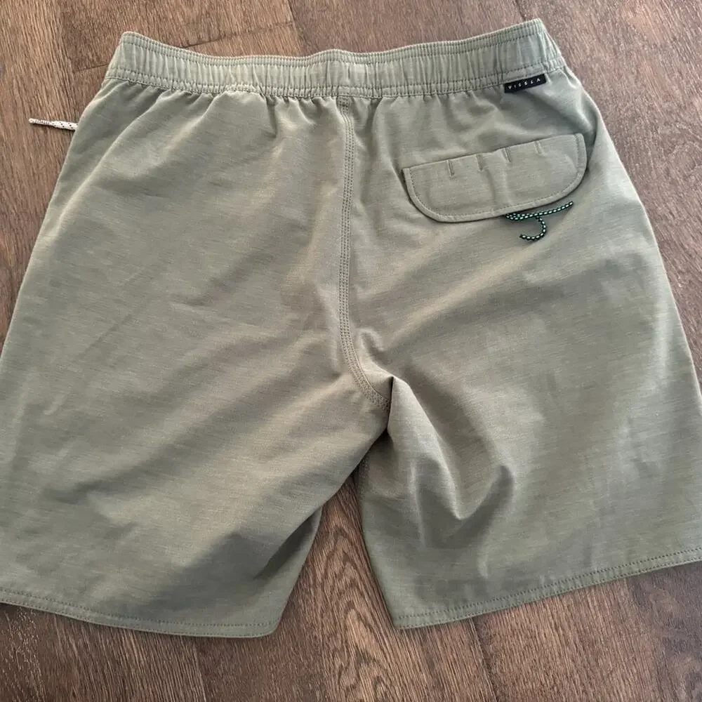 VISSLA Men’s Green Pull On Board Shorts Swim Sz S